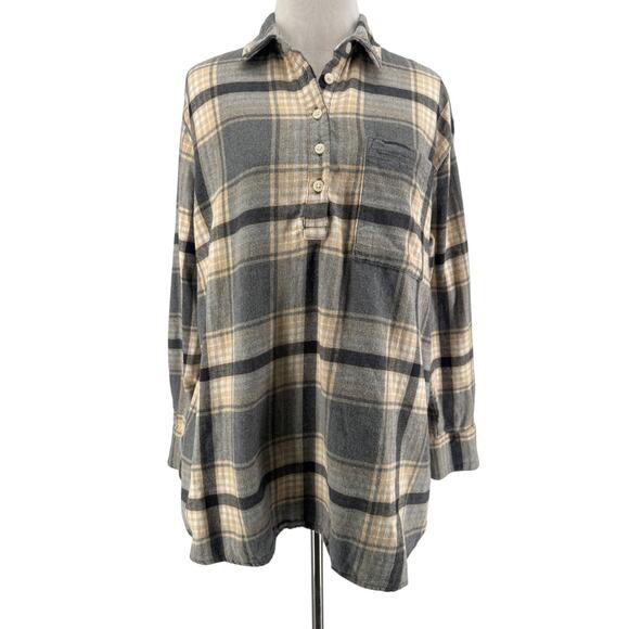 Old Navy Maternity Women's Gray Plaid Long Sleeve Flannel Shirt Size Small - Picture 1 of 6
